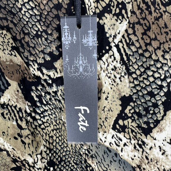 Fate Snake Skin Print Midi Dress S High Low Tulip Hem A Line Sleeveless Brown - Picture 5 of 9